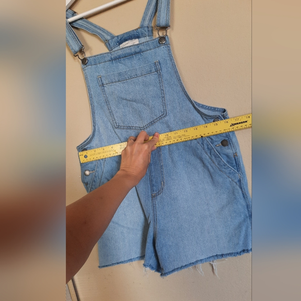 Universal Thread Light Wash Denim Short Overalls - image 2
